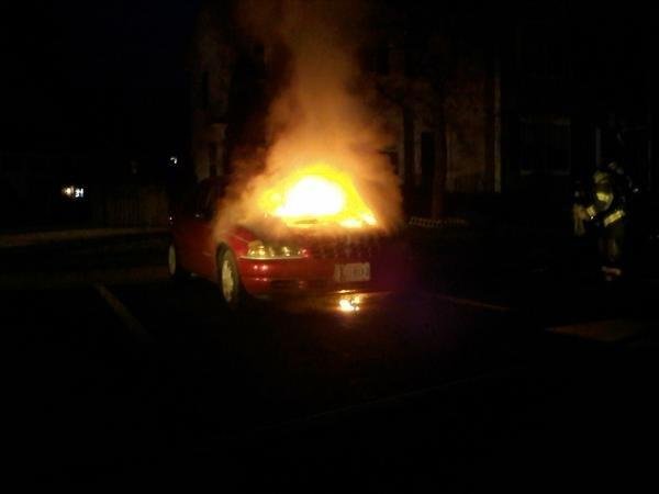 Crew working a vehicle fire